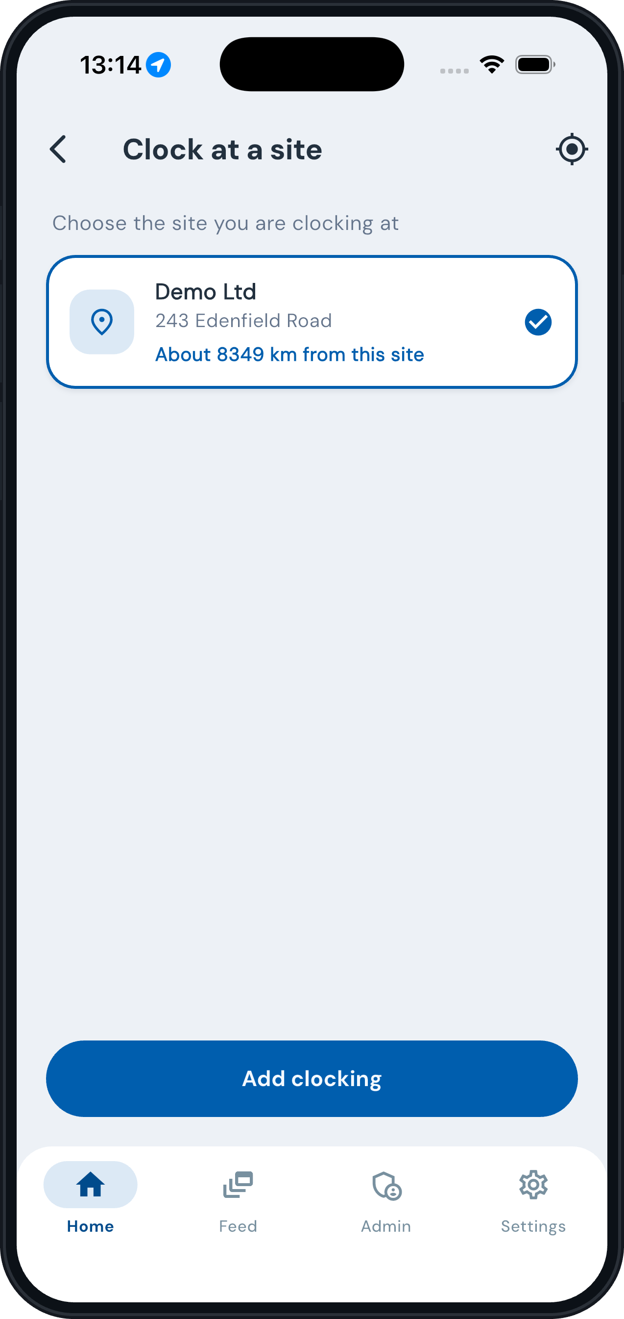 timeware® ESS: clock at a site with distance check